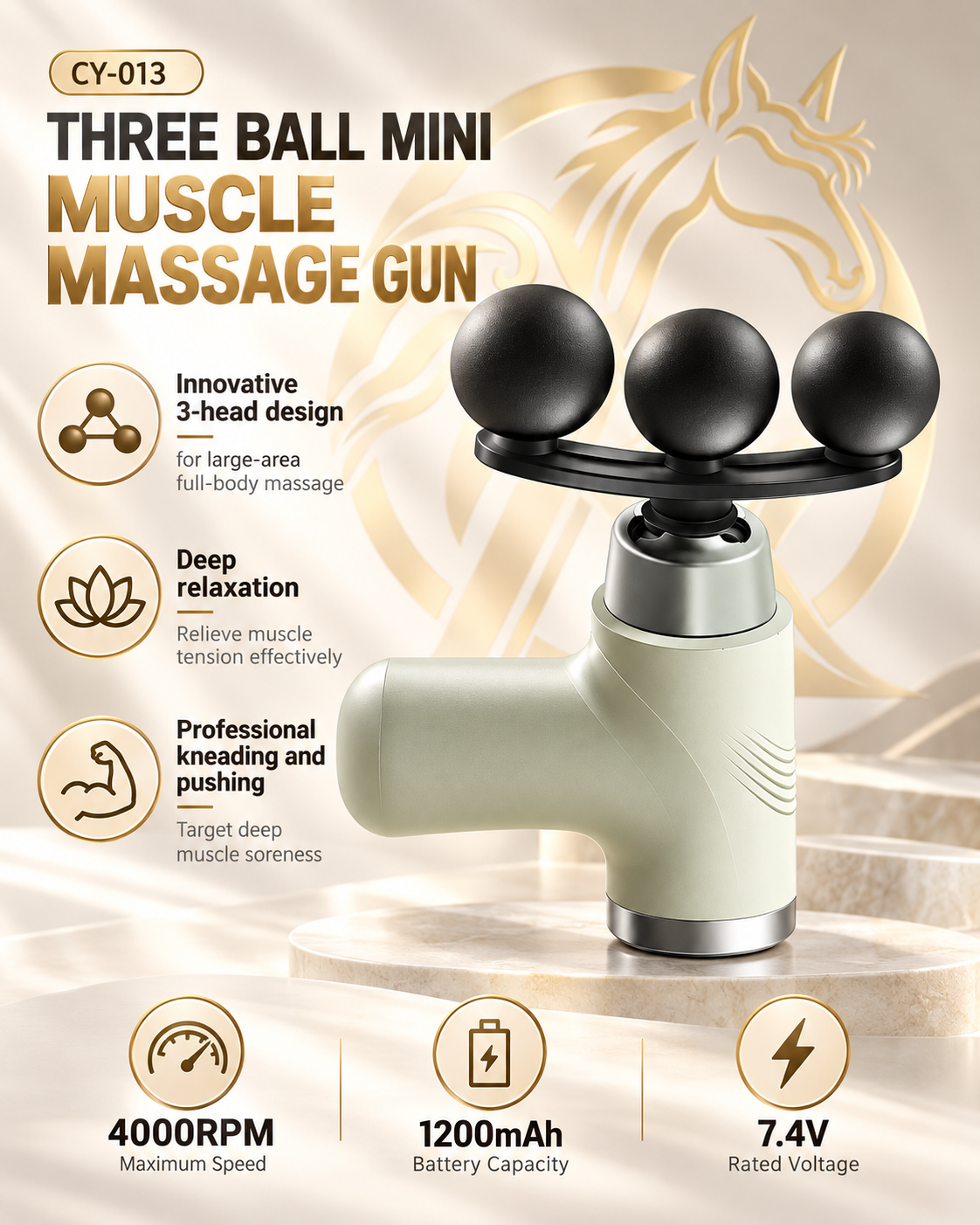 CY-013 Three-Ball Mini Massage Gun features and specifications
