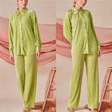 Malaysia Plain Muslim Women Long Sleeve Tops Blouse Pants Islam Abaya Dubai Ramadan Arab Clothes 2 Piece Set Modest Kaftan Suit