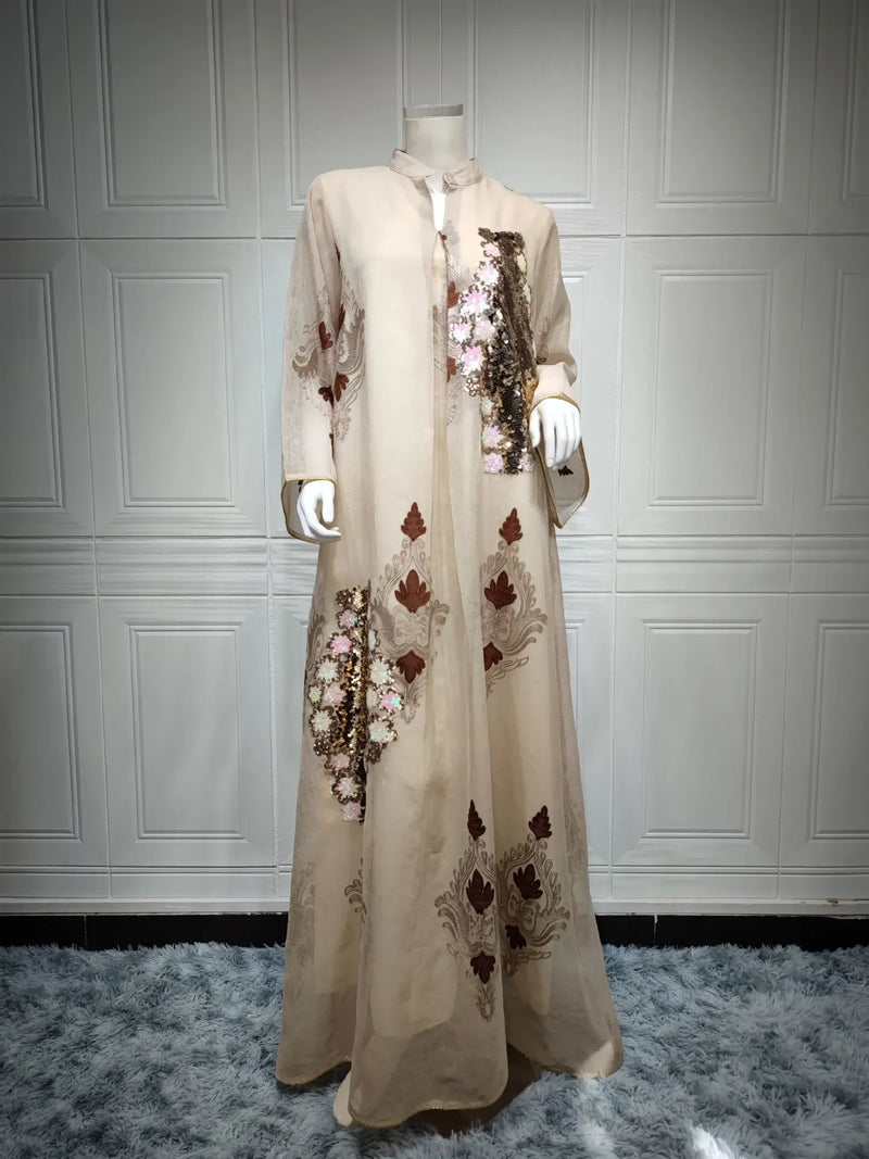 Dubai Abaya Sequin Muslim Dress Women Muslim Southeast Asian Dress for Women Casual Party Evening Dress Clothes for Muslim Women