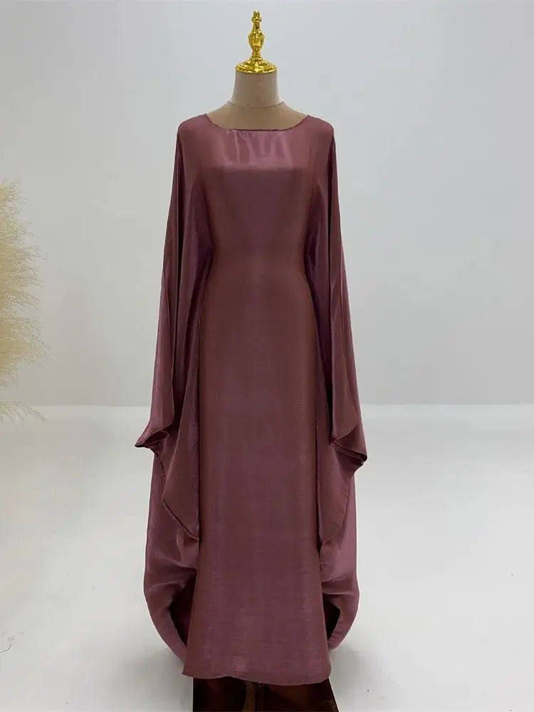 Batwing Butterfly Satin Shimmer Abaya Dubai Luxury Muslim Maxi Kaftan Dresses Abayas For Women Kebaya Caftan Robe Femme Vestidos