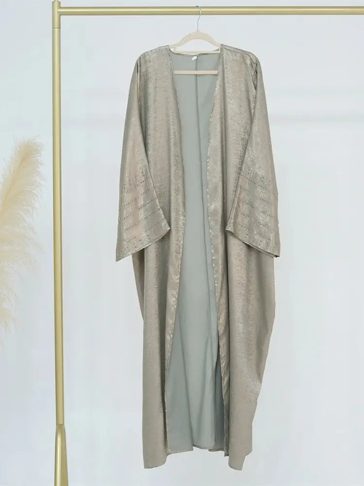 Shiny Satin Open Kimono Abaya Dubai Luxury 2025 Muslim Abayas For Women Kaftan Dress Islam Clothing Robe Femme Musulmane Caftan