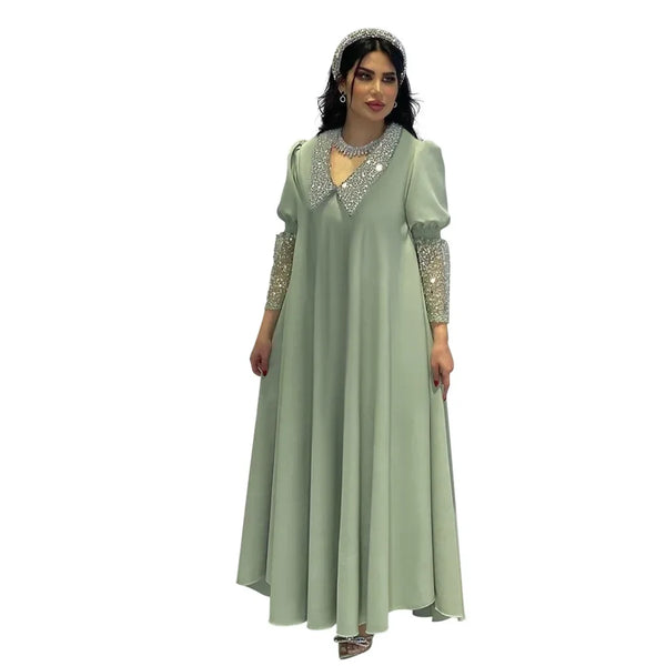 Abaya Dubai Turkey Muslim Women Long Loose Maxi Dress Women's Robe Fashion Sequin Beaded Splicing Middle East Dress