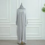 2025 New Abaya Set Shinny Dubai Abaya Cardigan Inner Dress Hijab 3pcs Set Islamic Clothing Women Abaya Muslim Dress