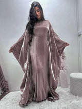 Batwing Butterfly Satin Shimmer Abaya Dubai Luxury Muslim Maxi Kaftan Dresses Abayas For Women Kebaya Caftan Robe Femme Vestidos