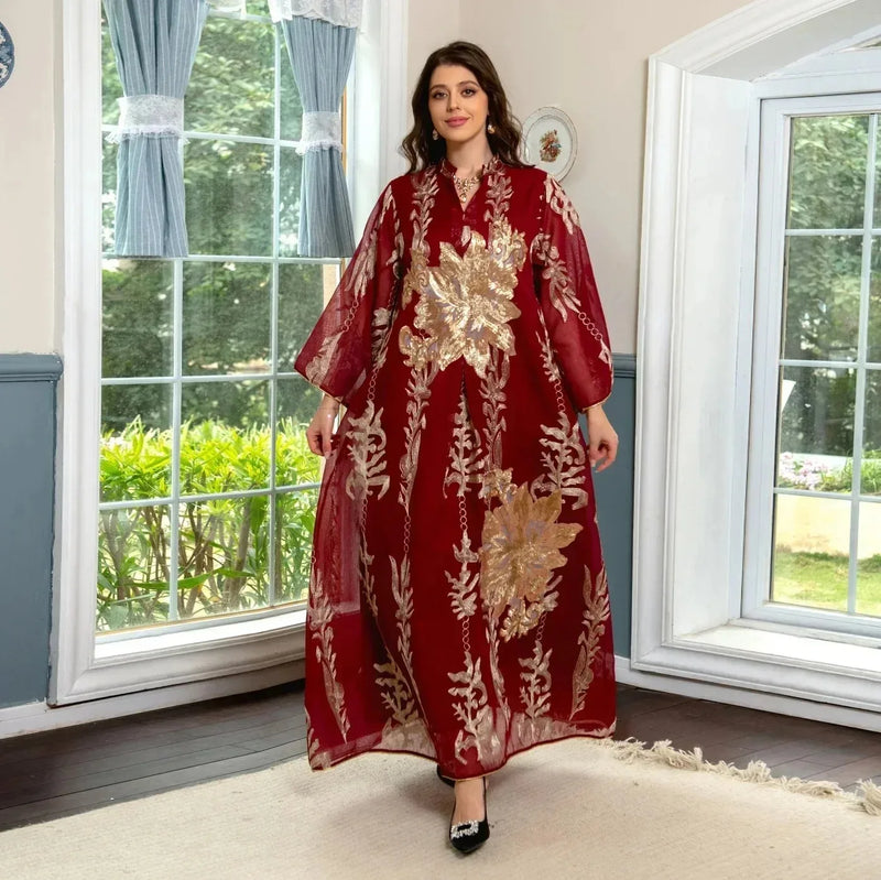Elegant Muslim Dress Dubai Turkey Robes Islam Saudi Arabia Long Evening Dress Abaya for Women Light Luxury Party Dress Vestidos