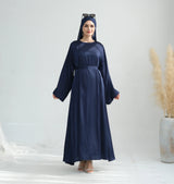 Muslim Women Hijab Dress Satin Abaya Scarf Robe Ramadan Modest Prayer Islamic Clothing Robe Eid Jalabiya Kaftan Caftan Marocain