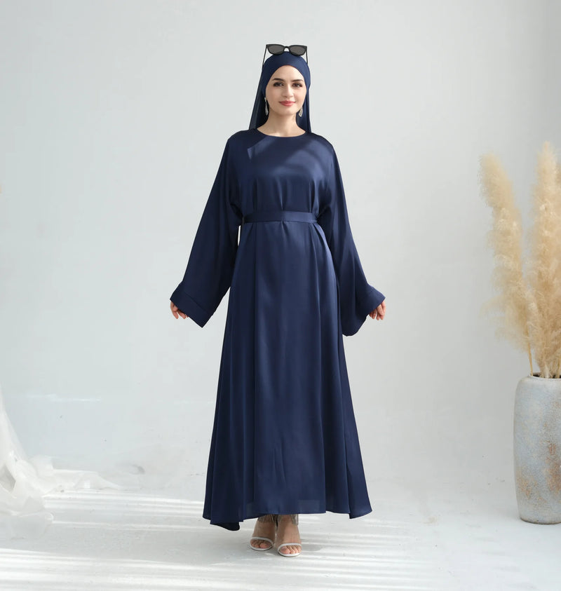 Muslim Women Hijab Dress Satin Abaya Scarf Robe Ramadan Modest Prayer Islamic Clothing Robe Eid Jalabiya Kaftan Caftan Marocain