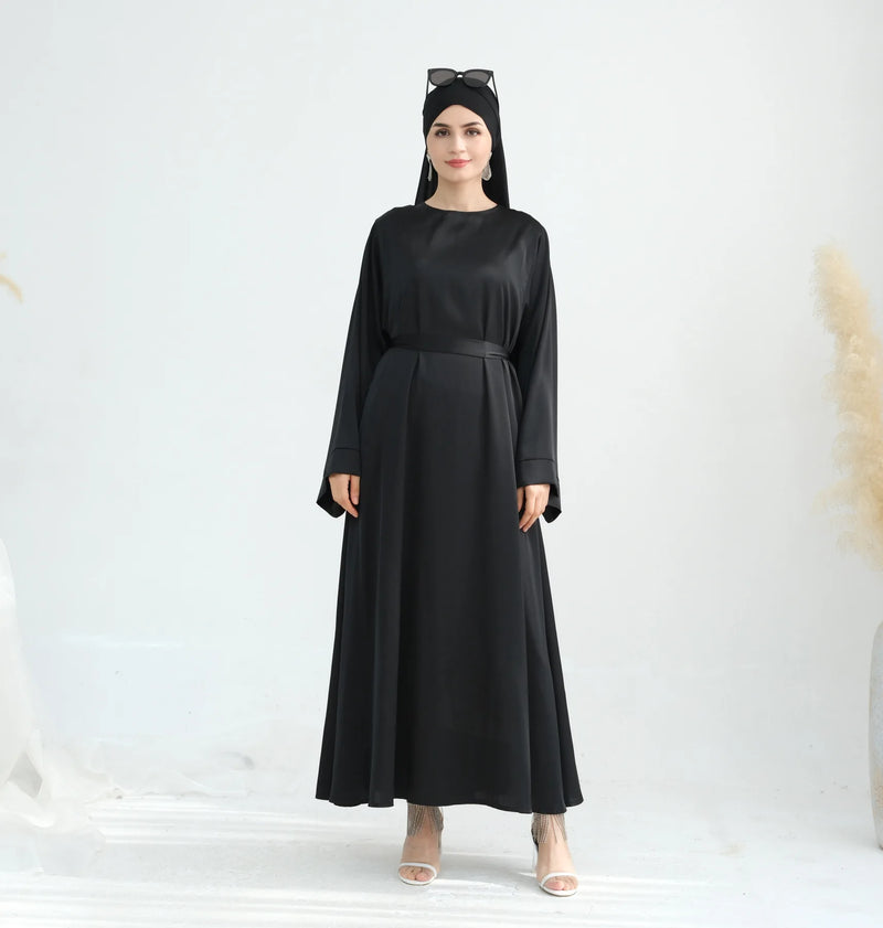 Muslim Women Hijab Dress Satin Abaya Scarf Robe Ramadan Modest Prayer Islamic Clothing Robe Eid Jalabiya Kaftan Caftan Marocain