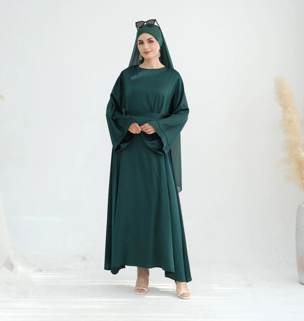 Muslim Women Hijab Dress Satin Abaya Scarf Robe Ramadan Modest Prayer Islamic Clothing Robe Eid Jalabiya Kaftan Caftan Marocain