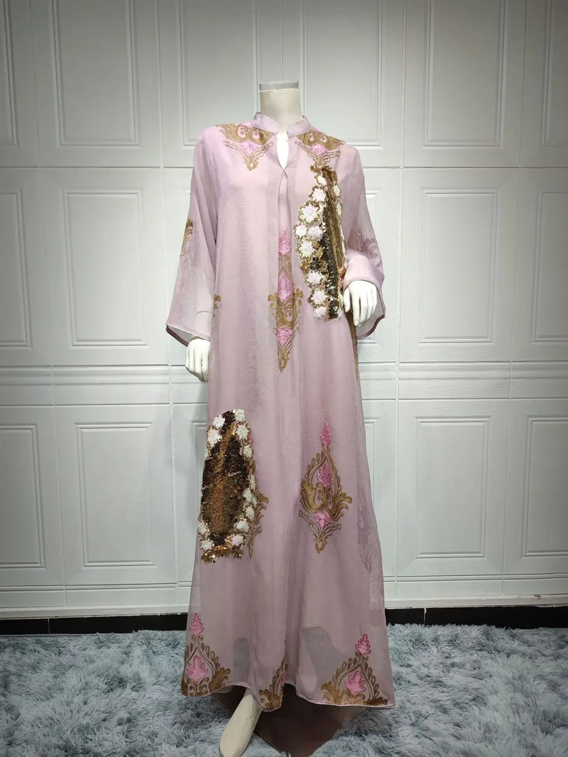 Dubai Abaya Sequin Muslim Dress Women Muslim Southeast Asian Dress for Women Casual Party Evening Dress Clothes for Muslim Women