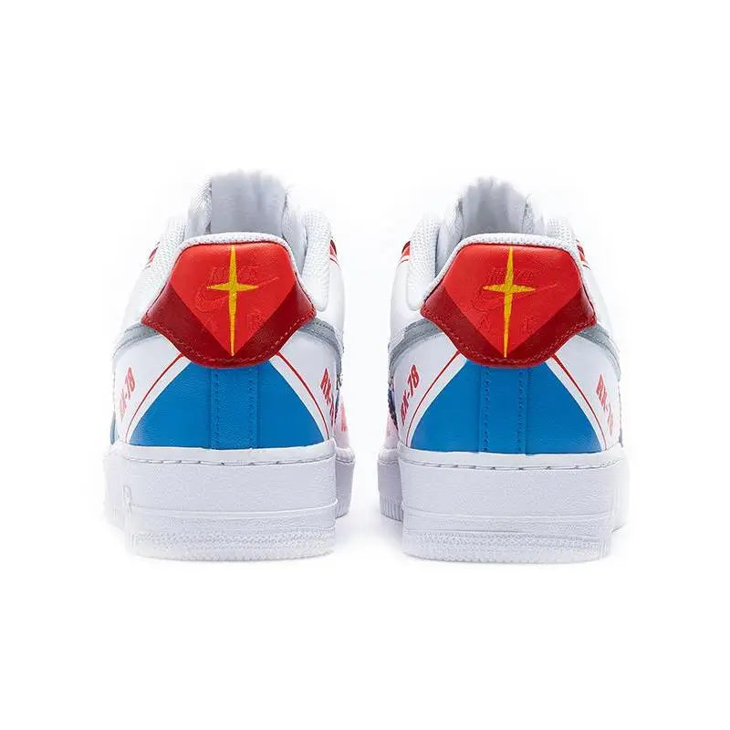 [Custom Men's mechanical style white, red and blue]Nike Air Force 1 07 Coverage Warm Low-Top Skateboard Shoes Men's Red White