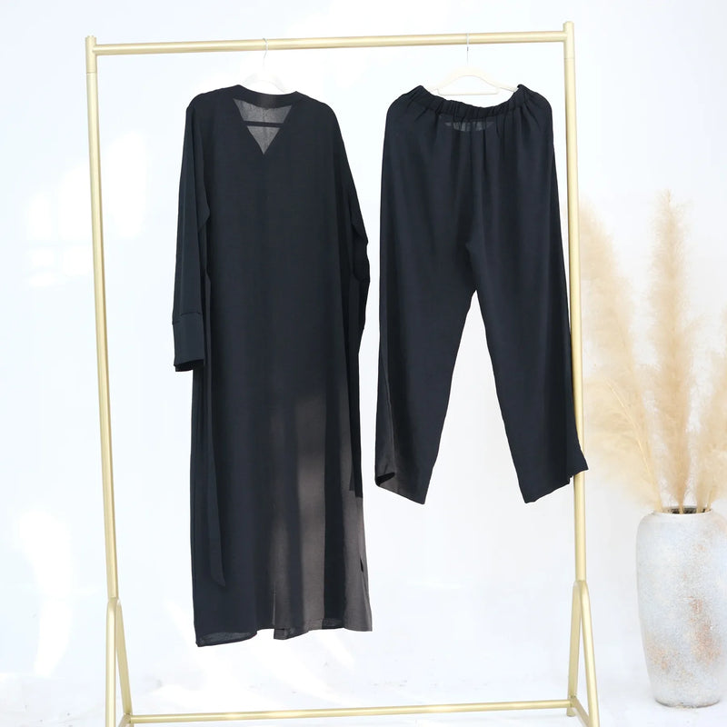 New Muslim Sets for Women Button Long Tops Pants 2 Piece Suit Dress Turkey Kaftan Dubai Abaya Eid Ramadan Islam Clothing Outfits