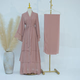Chiffon Hijab Dresses for Women Muslim Open Kimono Abaya Modest Kaftan Dubai Arabic Robe Islamic Kebaya Jalabiya Caftan Clothing