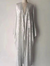Shiny Batwing Satin Open Kimono Abaya Dubai Luxury 2024 Muslim Abayas For Women Kaftan Dress Islamic Clothing Femme