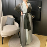Wind Coat for Women 2024 Autumn New Style Gradient Color, Plus Fat and Enlarged Bat Sleeves, Scarf Style Long Outerwear