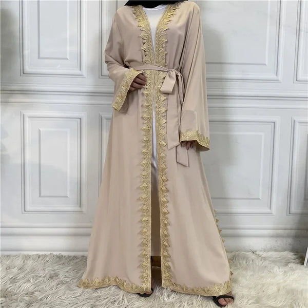 Lace Embroidery Abaya for Women Muslim Dress Dubai Turkish Kaftan Kimono Eid Ramadan Jalabiya Islam Kebaya Caftan Marocain Femme