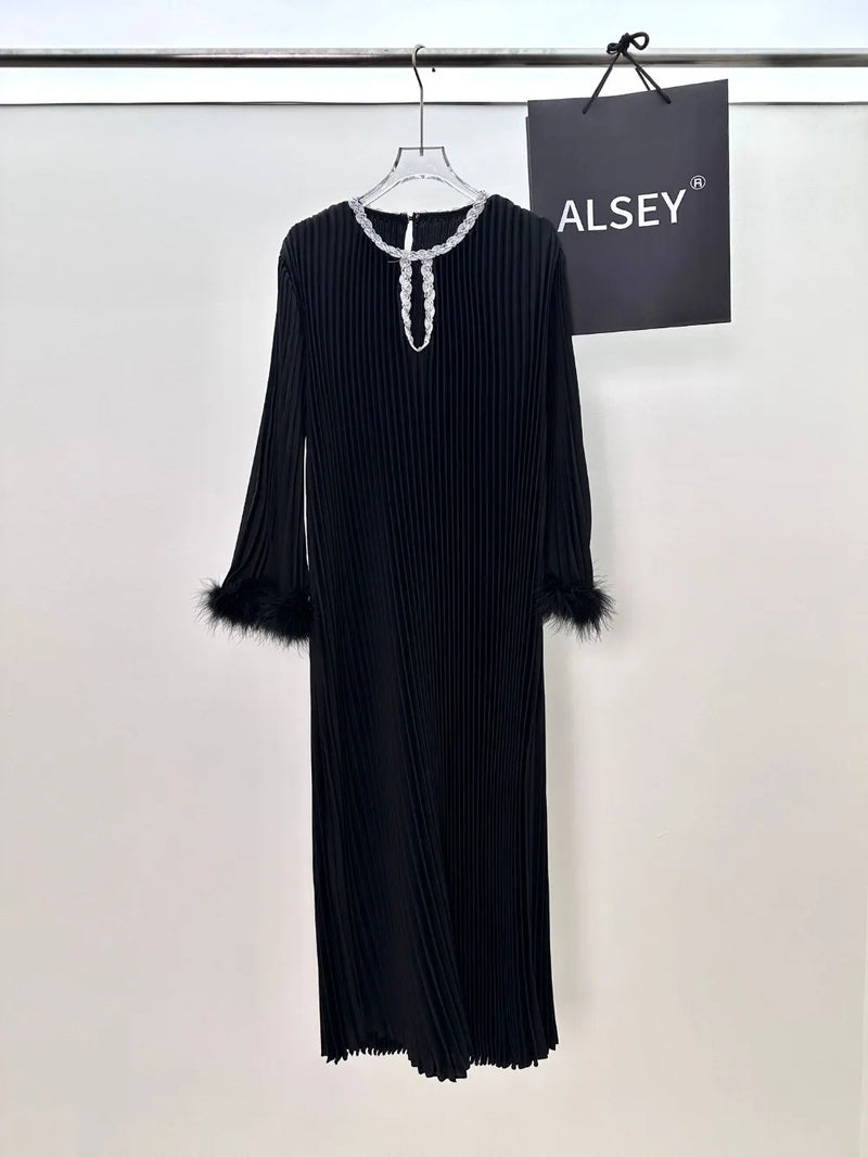 Abaya Women Dress Muslim Pleated Feather Dubai Vestidos Largos Long Dresses Kaftan Arab Robe Party Caftan Jalabiya Ramadan