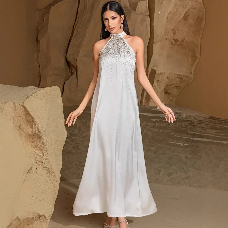 White Two Piece Set Muslim Women Kimono Abaya Dubai Kaftan Arab Robe Fashion Diamond Dress Evening Morocco Caftan Eid Ramadan