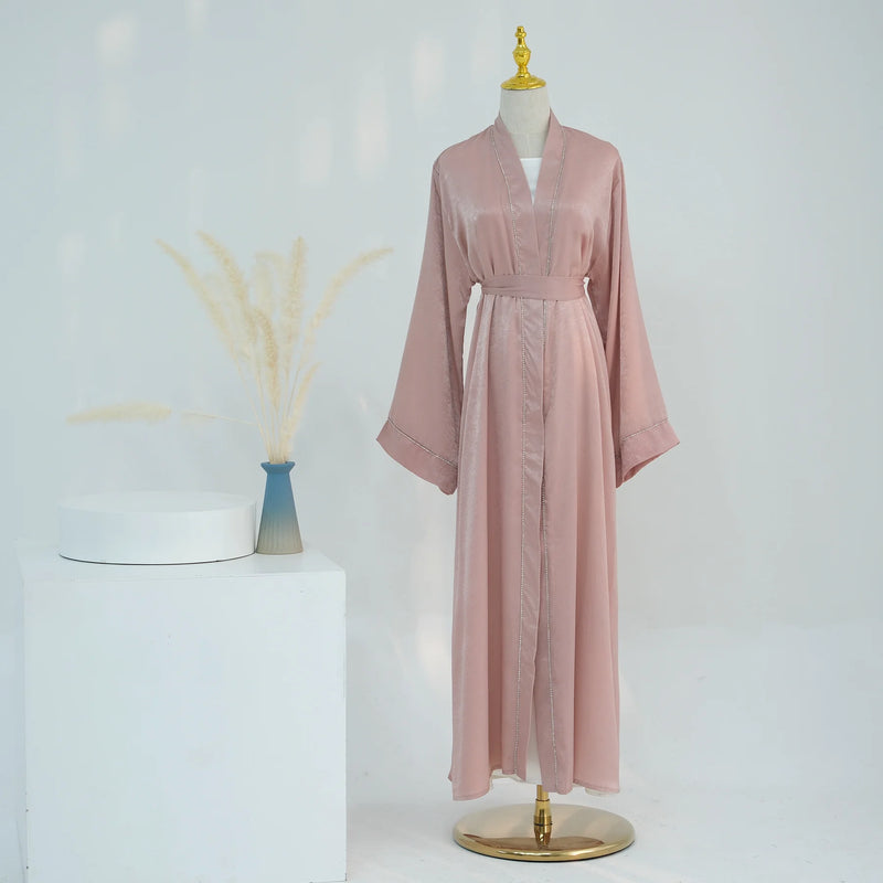 Long Loose Embroider White Open Kimono Abayas Kaftan Turkey Solid Color Islamic Green Abaya Dubai Luxury Women Prayer Clothing