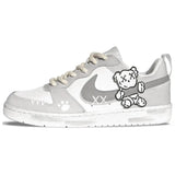 [Custom Starry Bear]Nike Court Borough Skateboard Shoes Women's Low-Top White/Gray