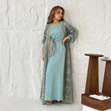 Ramadan Eid Djellaba Kimono Jalabiya Muslim Sets for Women Dubai Abaya Turkey Kaftan Robe Caftan Marocain Femme Islam Clothing