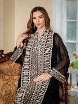 Elegant Dubai Women Dress Abaya Embroidery Morocco Kaftan Vestidos Largos Arab Long Robe Eid Muslim Party Jalabiya Ramadan 2025