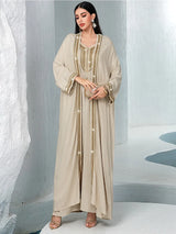 Women Abaya 2 Piece Set Diamond Party Long Dresses Muslim Caftan Robe Jalabiya Ramadan Kaftan 2025 Vestidos Largos