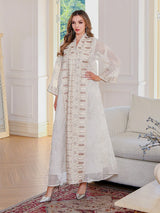 Elegant Dubai Women Dress Abaya Embroidery Morocco Kaftan Vestidos Largos Arab Long Robe Eid Muslim Party Jalabiya Ramadan 2025