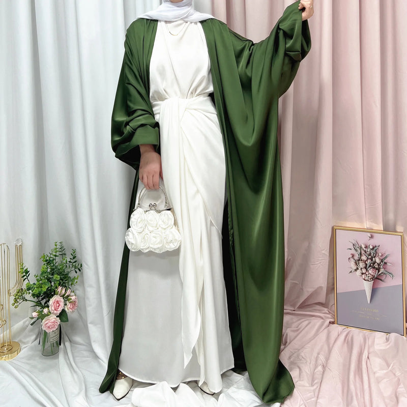 Muslim Elegant Puff Sleeve Long Dress Women's Prayer Garment Dubai 2024 Luxury Kaftan Kebaya Turkey Party Ramadan Abaya Beige