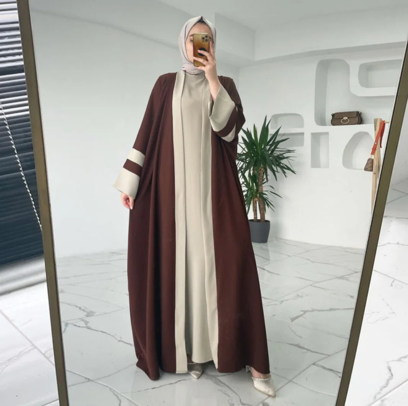 Two-Piece Abaya Long Dress - Elegant Modest StyleTwo-Piece Abaya Long