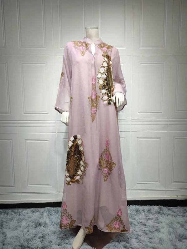 Dubai Abaya Sequin Muslim Dress Women Muslim Southeast Asian Dress for Women Casual Party Evening Dress Clothes for Muslim Women