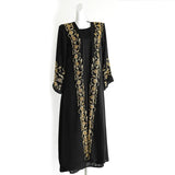 Luxury Ramadan Black Abaya 2025 Open Abaya Eid Gold Embroidery Design Long Sleeve Dubai Abaya Women Muslim Dress
