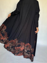 Middle Eastern Loose Open Front Abaya Muslim Full Sleeve Printed Abayas Turkey Kaftans Women Jilbabs Islamic Maxi Dresses