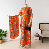 NEW Fashion Summer Dress With Big Scarf Dubai Turkey Kaftan Muslim Loose Abaya Women African Casual Maxi Peacock Shawl Robe