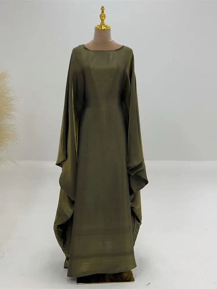 Batwing Butterfly Satin Shimmer Abaya Dubai Luxury Muslim Maxi Kaftan Dresses Abayas For Women Kebaya Caftan Robe Femme Vestidos