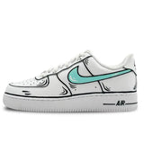 [Custom Cartoonist LAN SBOX]Nike Air Force 1 Low-Top Skateboard Shoes Men's Blue