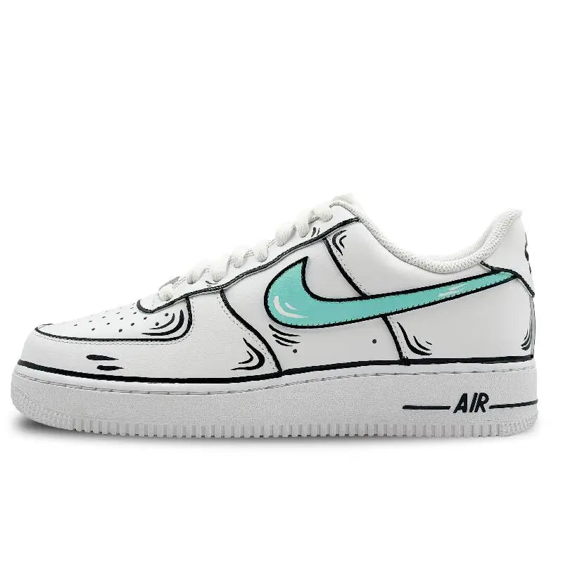 [Custom Cartoonist LAN SBOX]Nike Air Force 1 Low-Top Skateboard Shoes Men's Blue