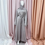 Muslim Women Hijab Dress Satin Abaya Scarf Robe Ramadan Modest Prayer Islamic Clothing Robe Eid Jalabiya Kaftan Caftan Marocain