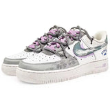 [Custom Ninth Street 2.0]Nike Air Force 1 Skateboard Shoes Unisex Low-Top Gray/White/Gray Blue/Purple/Blue/Black