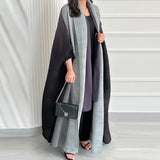 Wind Coat for Women 2024 Autumn New Style Gradient Color, Plus Fat and Enlarged Bat Sleeves, Scarf Style Long Outerwear