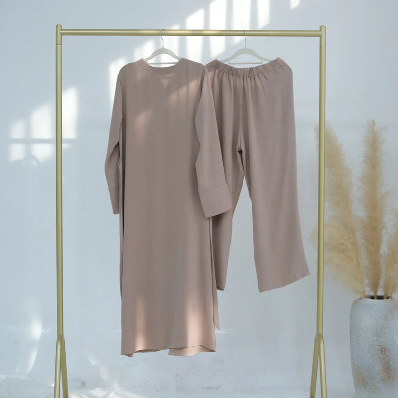 New Muslim Sets for Women Button Long Tops Pants 2 Piece Suit Dress Turkey Kaftan Dubai Abaya Eid Ramadan Islam Clothing Outfits