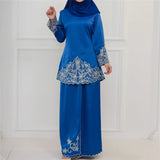 2Pcs Women Muslim Sets Dubai Outfits Islam Clothes Tops Skirts Abaya Dress Malaysia Baju Kurung Suit Femme Musulmane Ensembles