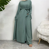 3 Piece Set Eid Muslim Dress Women Open Abaya Kaftan Dubai Kaftan Tops Pants Turkey Islam Kimono Robe Femme Musulmane Ensembles