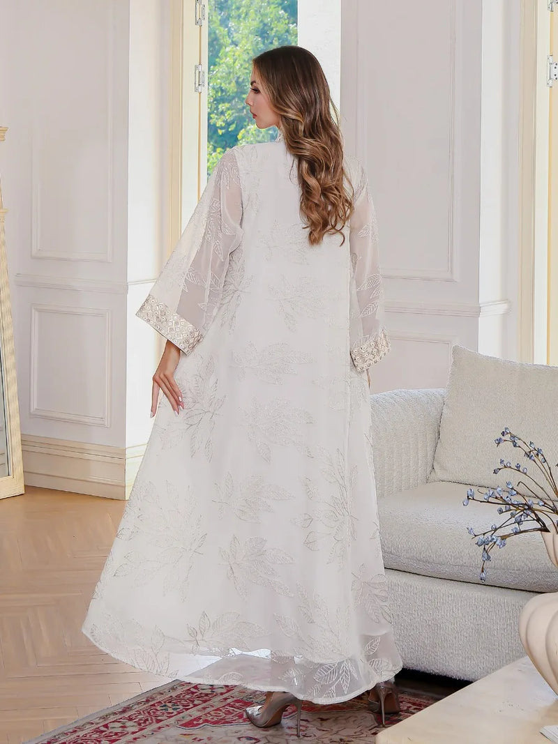 Elegant Dubai Women Dress Abaya Embroidery Morocco Kaftan Vestidos Largos Arab Long Robe Eid Muslim Party Jalabiya Ramadan 2025