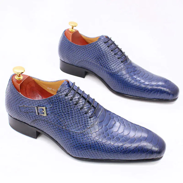 Men's Business Dress Shoes in Leather Snake Print