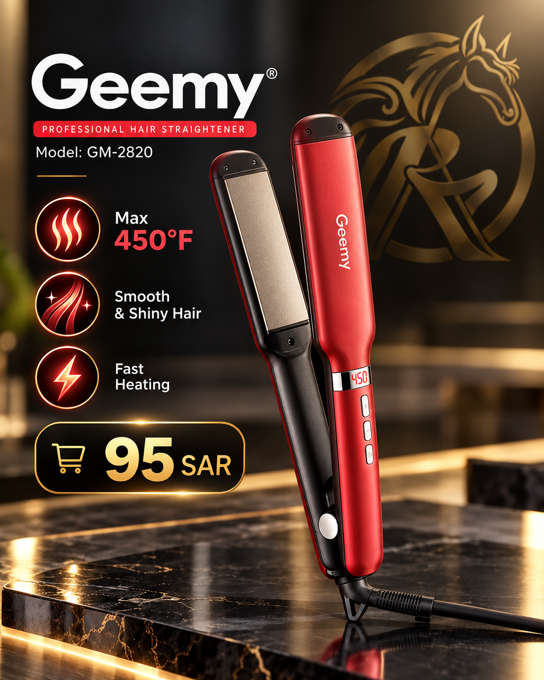 Geemy GM-2820 professional hair straightener hero image