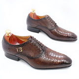 Men's Business Dress Shoes in Leather Snake Print