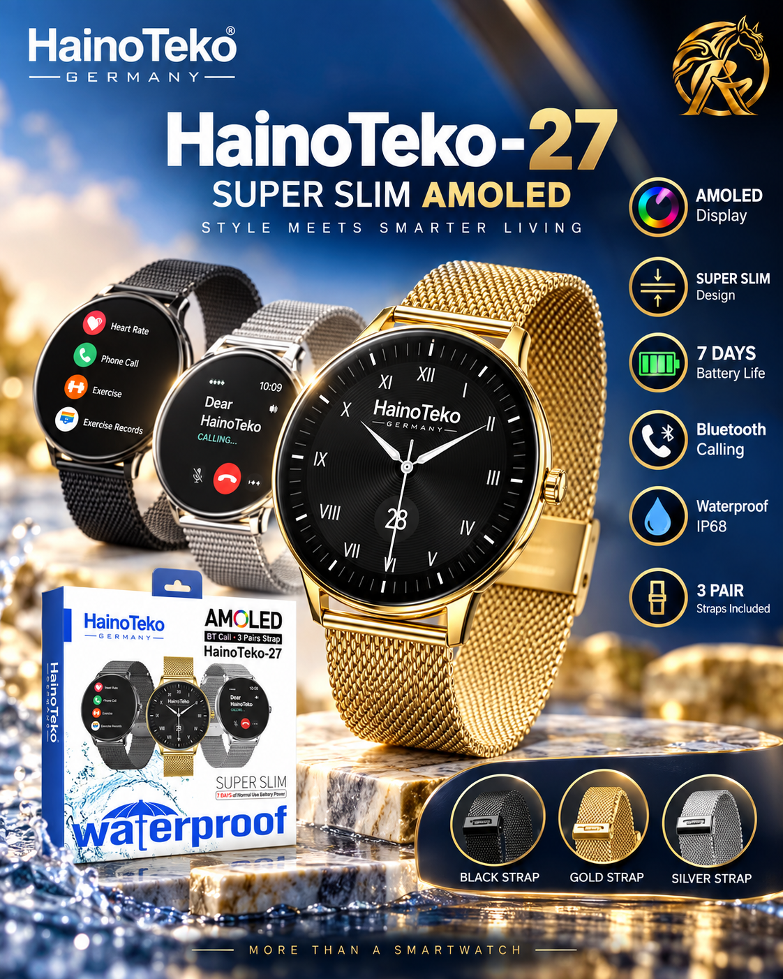 HainoTeko-27 super slim AMOLED smartwatch main product image