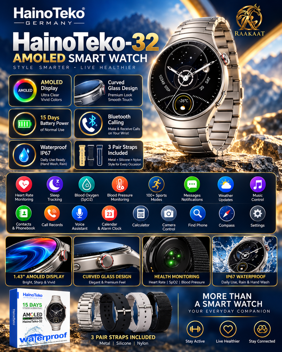 HainoTeko-32 smartwatch features and details image