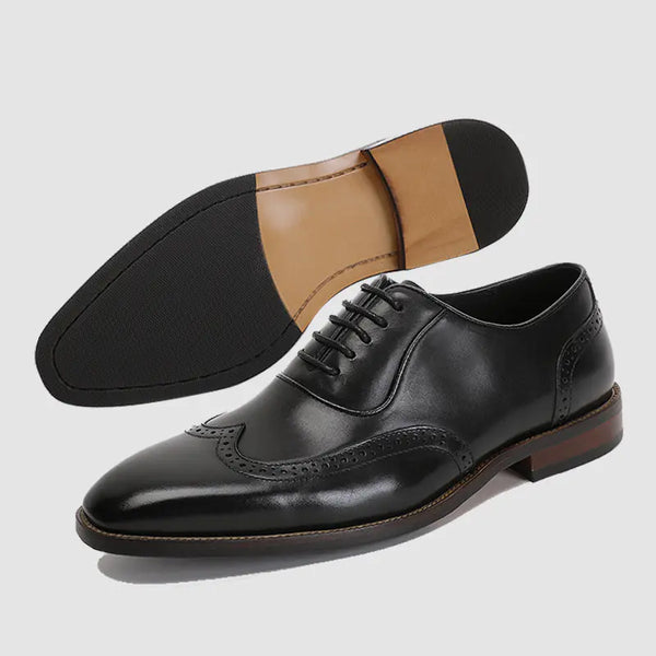 Men's Formal Broch Shoes - First Layer Cowhide Leather